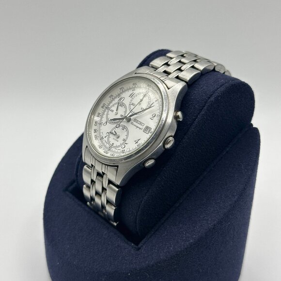 SEIKO Chronograph 7T32 -7C60 QUARTZ ALARM WATCH 38mm Arabic Numbers - Picture 3 of 7